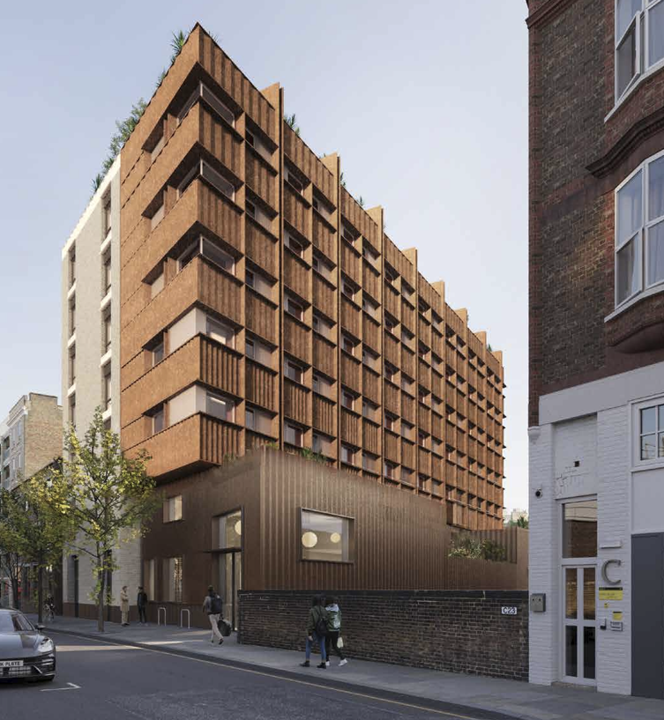 Cut-out architectural visualisation of Britannia Street student accommodation